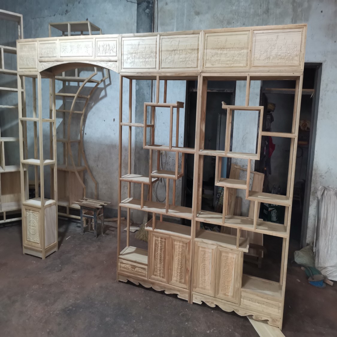 定做博古架 月洞门 月亮门实木中式玄关隔断客厅圆禅意拱门多宝阁