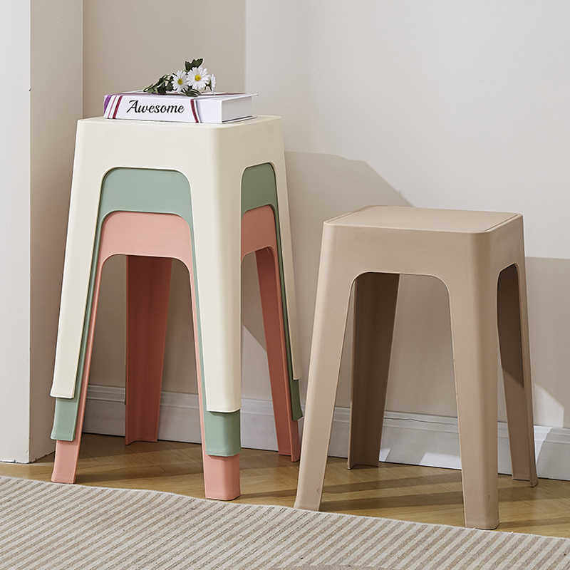 北欧塑料凳子加厚款家用用高档方凳大人结实可叠放备用板凳高凳