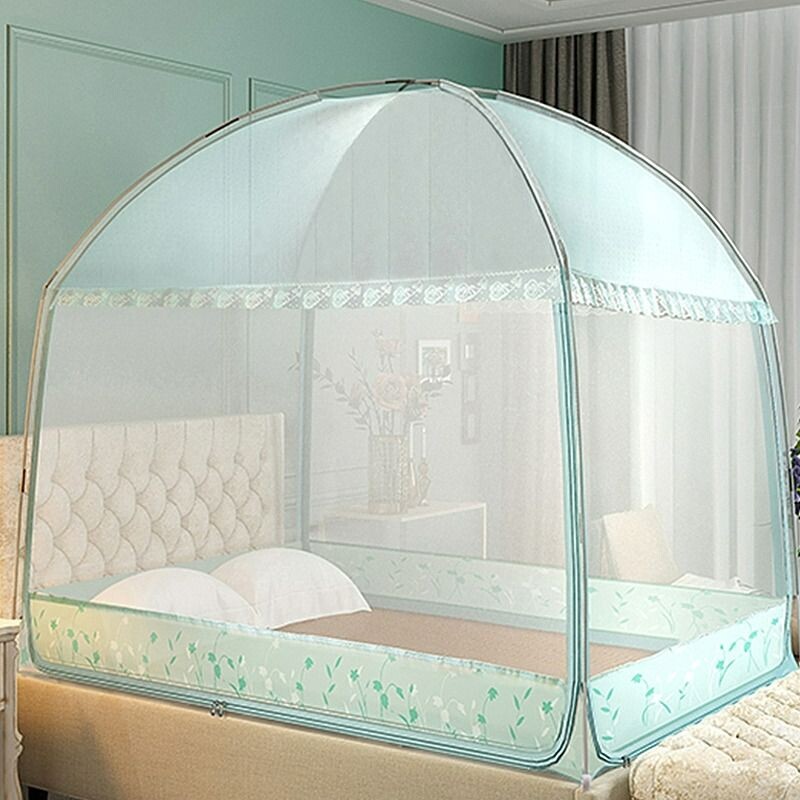 蒙古包蚊帐家用卧室全包儿童防摔2024新款1米8床2三开门全底5上下