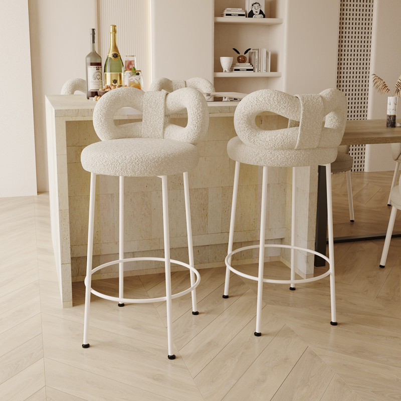 网红现代简约吧台椅家用酒吧椅岛台凳子北欧高脚餐椅中古靠背吧椅