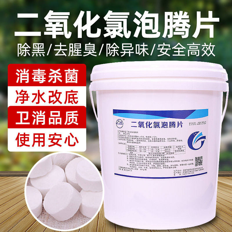 二氧化氯泡腾片鱼塘消毒杀菌水质净化鱼池净水水产养殖鱼药消毒剂