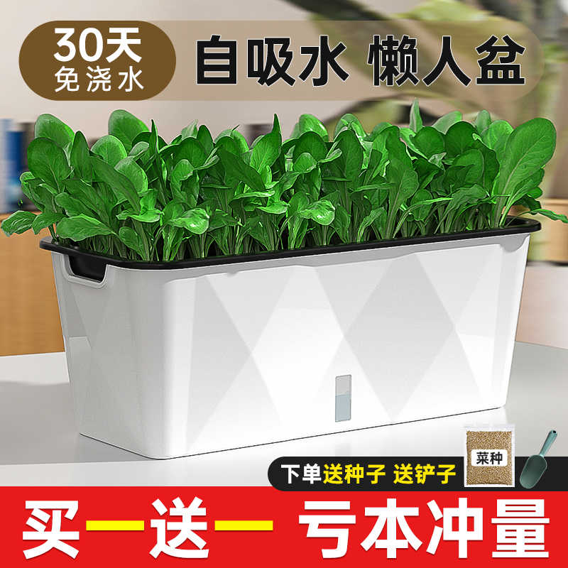 吸水花盆家庭阳台种菜盆专用箱水培蔬菜种植箱菜架子塑料懒人花箱