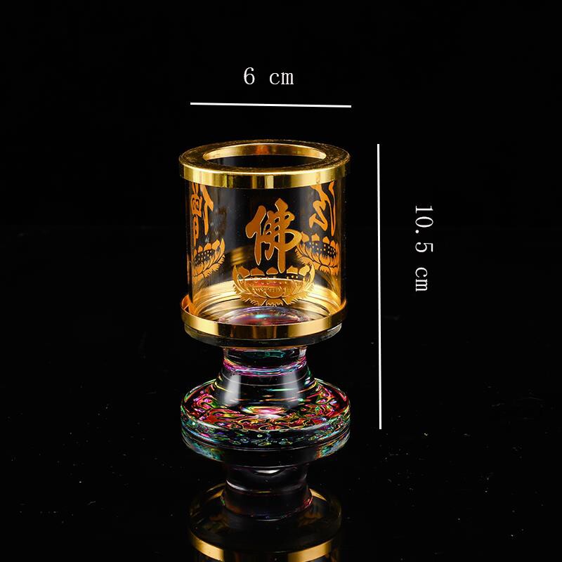 彩底大悲咒心经水晶酥油灯灯盏防风灯座家用蜡烛烛台供灯莲花