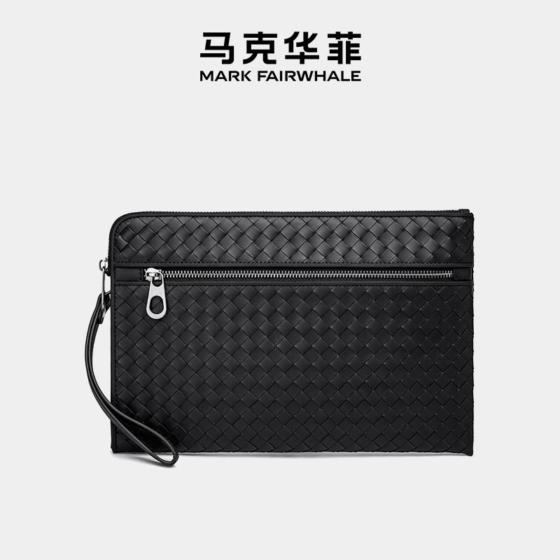 马克华覅额经典编织牛皮手拿包图片