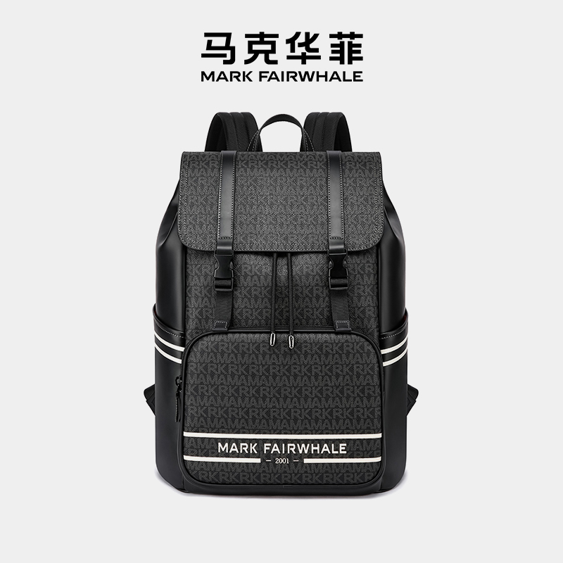 马克华菲休闲时尚男士通勤双肩包
