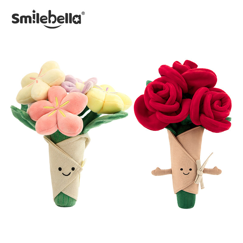 Smilebella花束玩偶玫瑰花求婚毛绒公仔娃娃三八节女生日礼物结婚