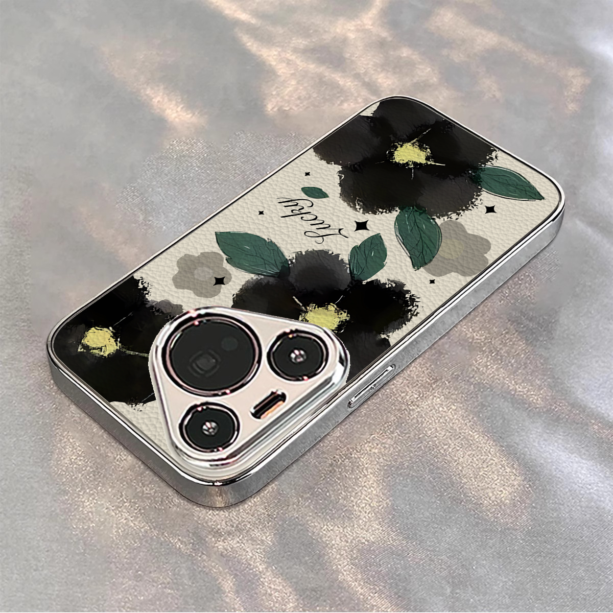 适用华为pura电镀墨韵繁花