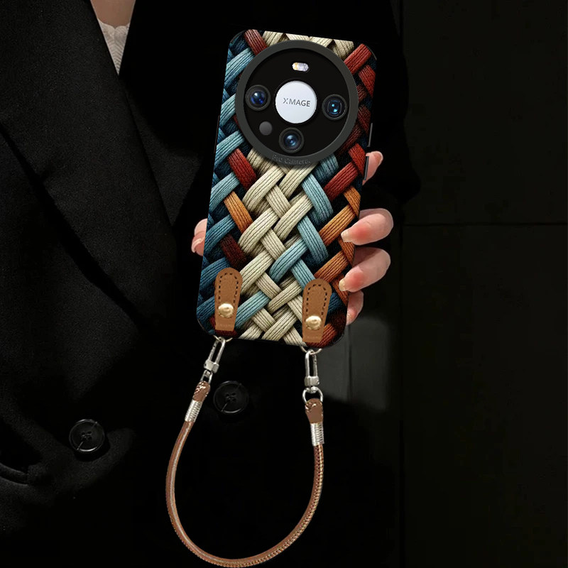 草编条纹适用华为mate70手机壳pura80pro女p70Ul