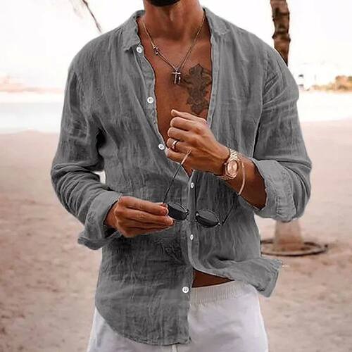Solid color single breasted casual shirt纯色单排扣休闲衬衫男