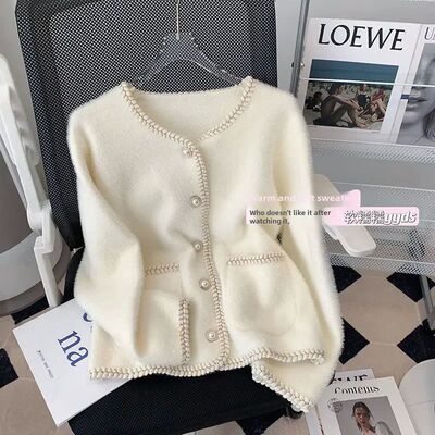 Solid color collarless small fragrance jacket纯色无领外套女