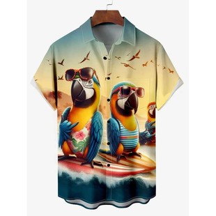 short sleeved shirt3D数码 沙滩衬衫 printed 印花短袖 digital