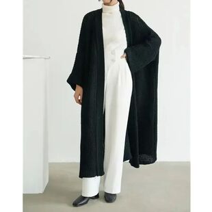 neck long 毛衣开衫 color 纯色V领长款 cardigan Solid sweater