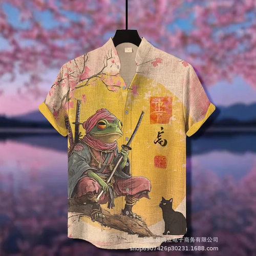 男士立领开衫印花不易变形衬衫