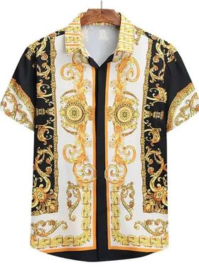 3D digital printed short sleeved shirt3D数码印花短袖宽松衬衫