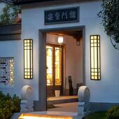 新中式 户外庭防水壁灯别全铜条长灯酒店墅大门口外墙灯阳台院JPF