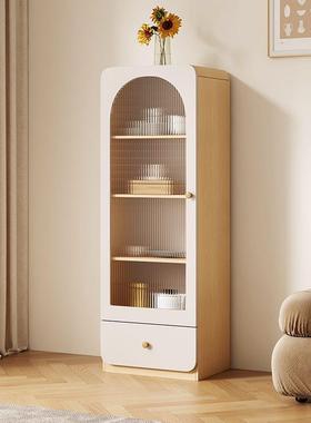 奶油风璃餐ULA储酒柜书柜展示置物玻靠墙家用客厅立柜电视柜物边