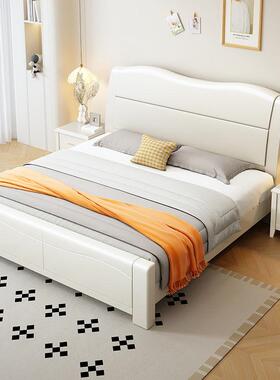 轻奢简CEN约小户型全储实木白色静音榫卯床1.8m2m1.m1.5主卧物床