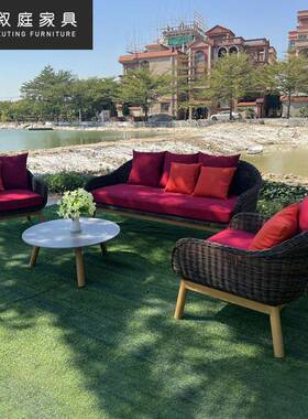 户外防防水沙发客晒厅阳台室休闲外庭院民宿三FVI人藤编椅子组合