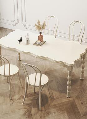 法式复古HVB木桌椅奶油风格可折实叠伸椭圆缩形美式餐半圆家用小