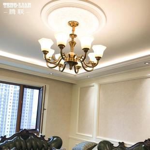 美式 复古别墅厅大厅客 客吊灯全铜卧房室103餐厅间书房房吊灯欧式