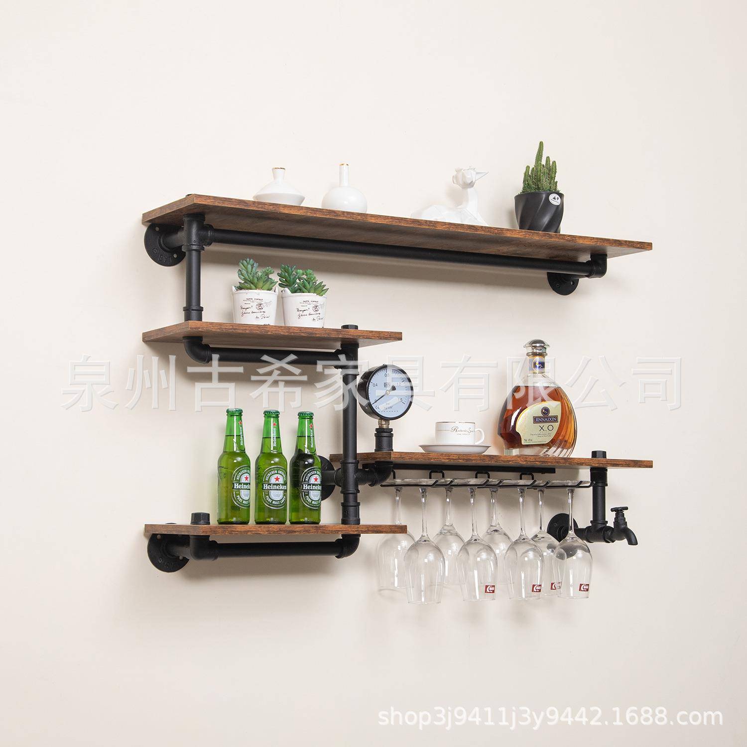 工业水管酒架乡复村储物物架古厨房调风料架PBZ美工复古置架