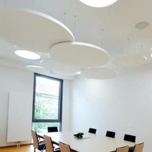 白色玻吸纤板挂片悬挂声体车站会展吊顶阻燃节能空间吸声体632厂