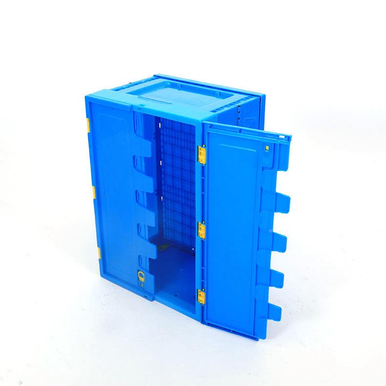 蓝色塑料0折折叠箱有0盖可叠收纳箱农园蔬菜水果周转OQB箱600*40*