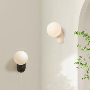 玻璃极简卧室床头壁灯现简约接线代灯客厅过免道光982装 调饰灯具