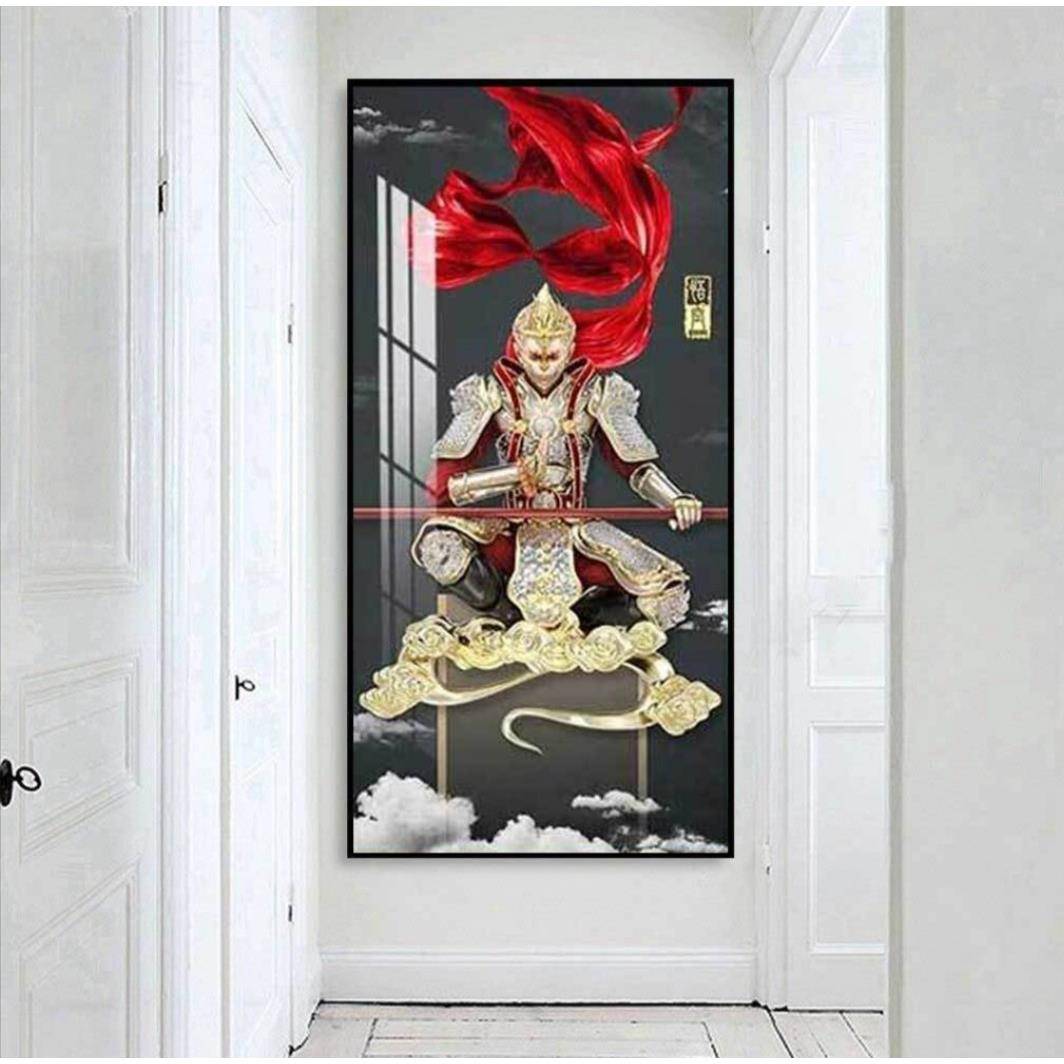玄关装饰画大圣归来孙悟空斗战神佛过道壁画齐天大圣立体晶瓷墙画图片