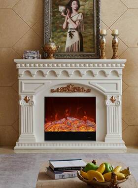.5米地中海实壁MDE木炉饰柜欧装1式家用别墅客厅仿真火焰取暖白色
