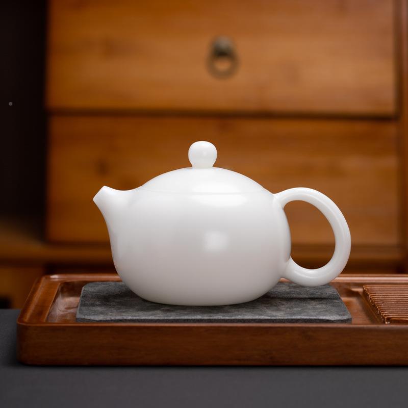 西施壶羊脂化玉素烧高档茶壶德白瓷单个茶具玉YLF泡茶壶珍贵高岭