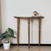 新品 实木玄关半圆玄关桌厅入户窄走廊半展示桌客圆靠墙桌玄关 法式