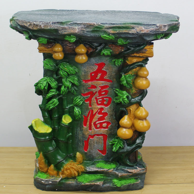义乌新款精品树脂工艺品喷泉流水摆件盆景喷泉五福临门底座开业