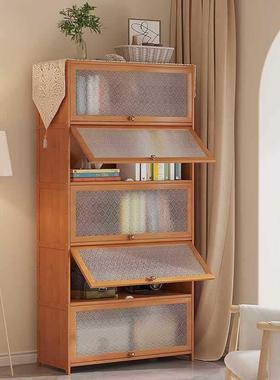 实矮木柜带门楼梯下储物柜柜书书架储物置物客厅多层防230502尘家