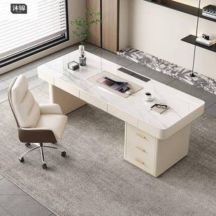 意式极简约家设计办无品牌/师公电脑轻桌写字台奢现代岩板书桌用