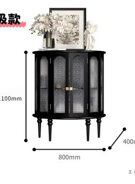 式复实木玄关柜客靠墙厅小型酒柜家用F9967TTJ法美式中古玻璃古半