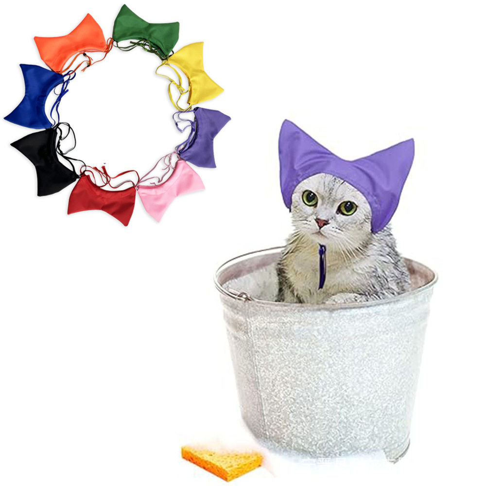 猫狗防水浴帽 猫游泳保护耳朵防水头套 洗澡防进水头罩