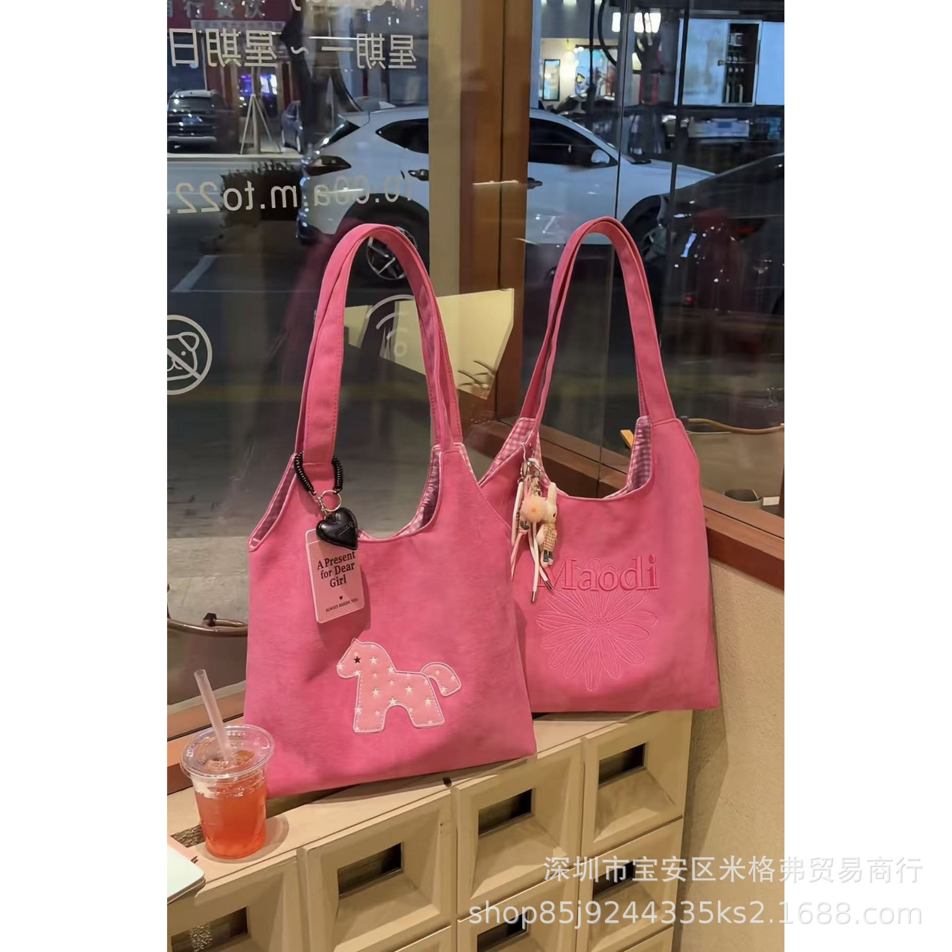 玫红色小马托特包高颜值大容量女包高级感2026新款通勤单肩包