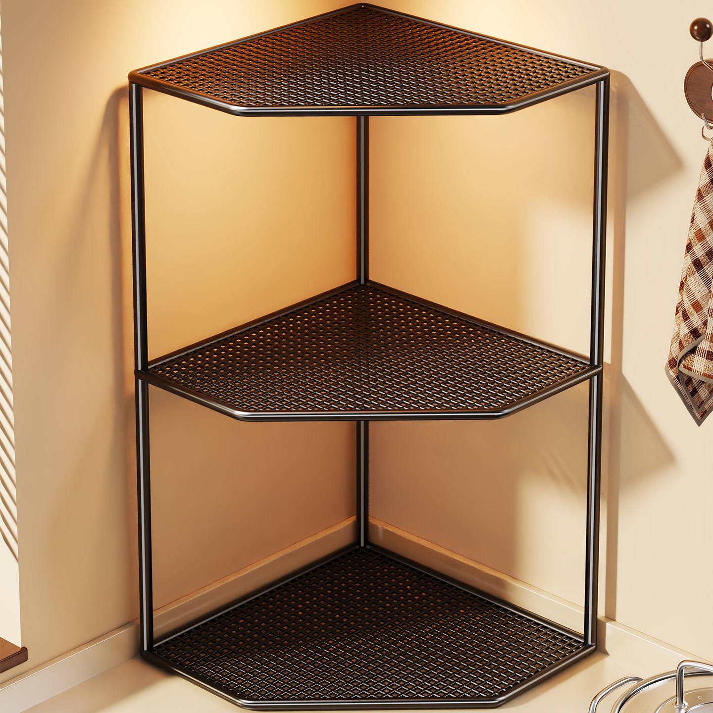 墙角放洗菜盆置物架菜篮子收纳架厨房台面三角架菜筐菜沥水篮架子
