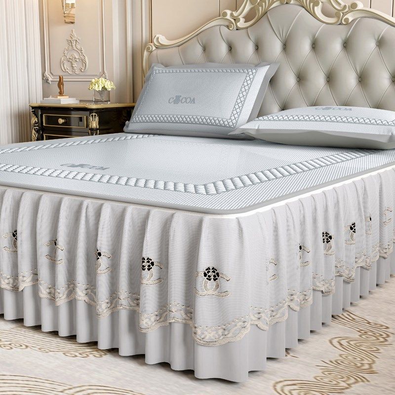 高档凉感豆豆凉席冰丝凉席三件套床裙床罩空调席子床W垫可机洗拆,床上用品,冰丝席,淘宝优惠券,粉丝福利购,淘宝优惠卷