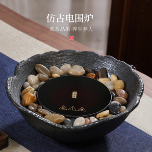 围炉煮茶家用室内黑茶普洱煮茶炉烤茶玻J璃茶壶泡茶壶黑晶炉煮茶