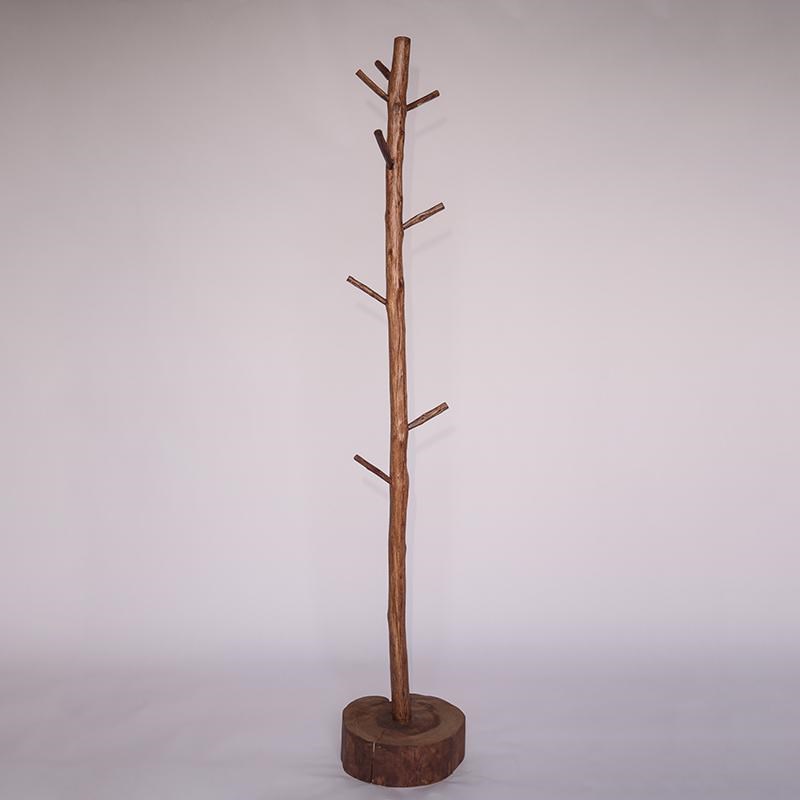 创意日式简约衣帽架o家用卧室实木树形单根挂杆落地挂衣架立式包