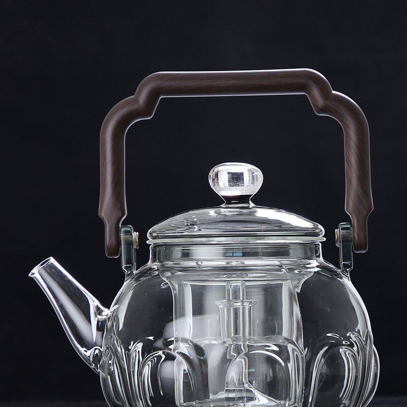牡璃缘莲花蒸煮两用茶壶黑晶炉煮茶器烧水壶耐高温W家高档玻璃茶