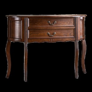 美式全实木玄关柜半圆入户门厅柜欧式置物边桌走廊靠W墙装饰玄关