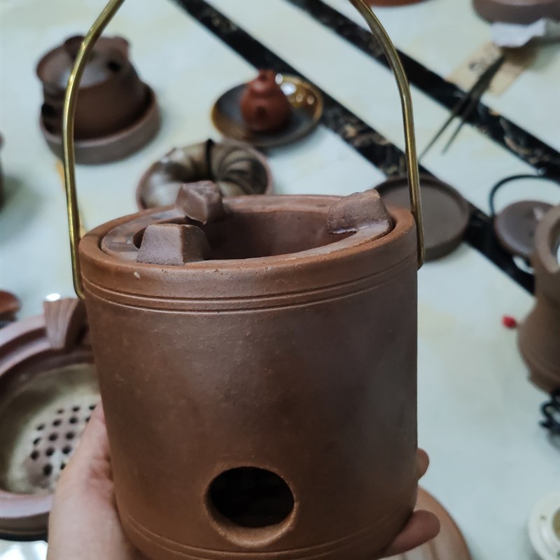 古陶坊潮州砂铫壶粗陶柴r烧水壶泡茶专用电陶炭炉老岩泥大口径侧