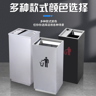 不锈钢酒店垃圾桶大堂立式摇盖大尺码圆形户外筒办公Y商用垃圾桶
