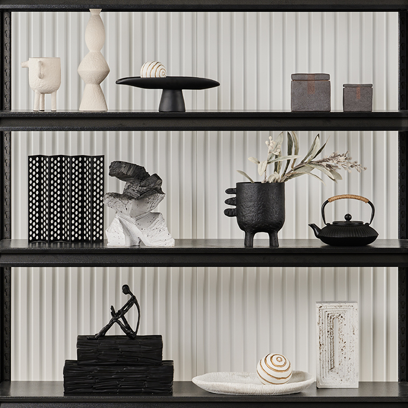 售楼部展厅客厅h书房软装样板间高级感轻奢书架书柜桌面装饰品摆