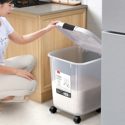 米桶防虫防潮密封家用50斤米缸带A滑轮存储罐30斤装面箱厨房收纳