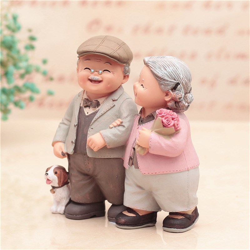 创意老头老太太摆件夫妻情侣家居装饰摆件送爷R爷奶奶结婚纪念礼