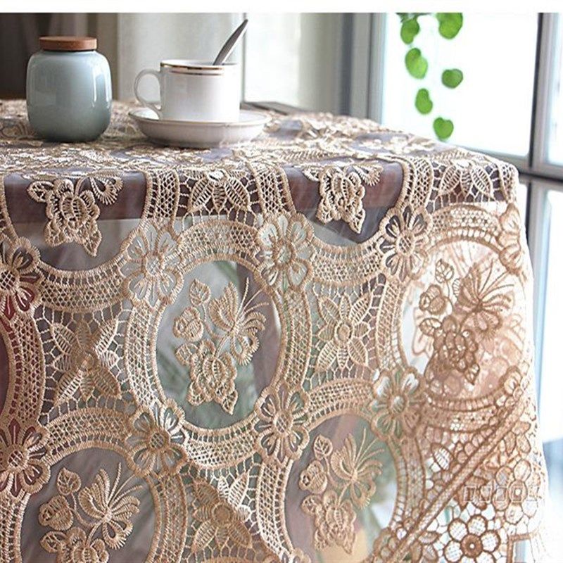 欧式蕾丝田园桌布纯色玻璃纱透明台布床头柜小P圆桌盖布刺绣茶几,居家布艺,桌布,淘宝优惠券,粉丝福利购,淘宝优惠卷